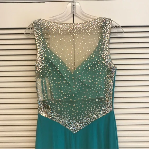La Femme Teal Evening Gown - Picture 3 of 4